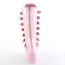 Load image into Gallery viewer, Platform Knee-High Boots with 8 Buckle Straps, Metal Plate Details, and Back Metal Zip Closure