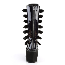 Load image into Gallery viewer, Platform Knee-High Boots with 8 Buckle Straps, Metal Plate Details, and Back Metal Zip Closure
