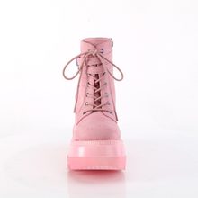 Load image into Gallery viewer, Platform Lace-Up Front Ankle Boots with Double Buckled Ankle Straps and Inner Side Zip