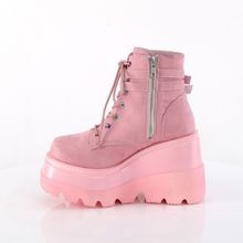 Load image into Gallery viewer, Platform Lace-Up Front Ankle Boots with Double Buckled Ankle Straps and Inner Side Zip