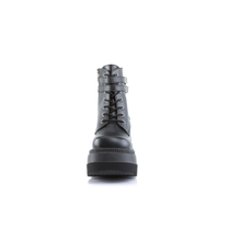 Load image into Gallery viewer, Platform Lace-Up Front Ankle Boots with Double Buckled Ankle Straps and Inner Side Zip