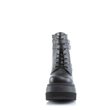 Load image into Gallery viewer, Platform Lace-Up Front Ankle Boots with Double Buckled Ankle Straps and Inner Side Zip