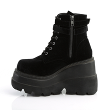 Load image into Gallery viewer, Platform Lace-Up Front Ankle Boots with Double Buckled Ankle Straps and Inner Side Zip