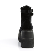 Load image into Gallery viewer, Platform Lace-Up Front Ankle Boots with Double Buckled Ankle Straps and Inner Side Zip