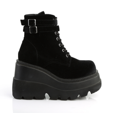 Load image into Gallery viewer, Platform Lace-Up Front Ankle Boots with Double Buckled Ankle Straps and Inner Side Zip