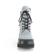 Load image into Gallery viewer, Platform Lace-Up Front Ankle Boots with Double Buckled Ankle Straps and Inner Side Zip