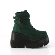 Load image into Gallery viewer, Platform Lace-Up Front Ankle Boots with Double Buckled Ankle Straps and Inner Side Zip