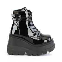 Load image into Gallery viewer, Platform Lace-Up Front Ankle Boots with Double Buckled Ankle Straps and Inner Side Zip