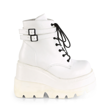 Load image into Gallery viewer, Platform Lace-Up Front Ankle Boots with Double Buckled Ankle Straps and Inner Side Zip