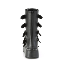 Load image into Gallery viewer, Mid-Calf Boots with 5 Buckle Straps, Colorful Heart-Shaped Metal Plates, and Back Metal Zip Closure