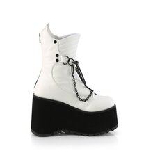 Load image into Gallery viewer, 4 1/2" Platform Calf-High Boots with Screw Studs, Quilted Detail, Hanging Chains, and Back Metal Zip