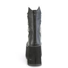 Load image into Gallery viewer, 4 1/2" Platform Calf-High Boots with Screw Studs, Quilted Detail, Hanging Chains, and Back Metal Zip