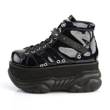 Load image into Gallery viewer, 3" Platform Lace-Up Shoes with Cone Studded Hook N' Loop Ankle Strap and UV Reactive Tongue Detail