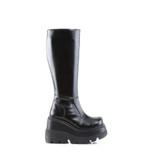 Load image into Gallery viewer, 4.5" Stacked Wedge Platform Knee High Boots with Inner Side Zip Closure