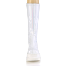 Load image into Gallery viewer, 4.5" (114mm) Wedge Platform Stretch Knee High Boots with Full Length Back Metal Zip Closure
