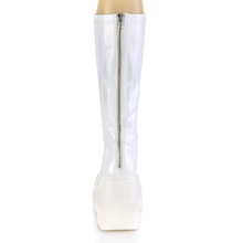 Load image into Gallery viewer, 4.5" (114mm) Wedge Platform Stretch Knee High Boots with Full Length Back Metal Zip Closure