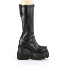Load image into Gallery viewer, 4.5" (114mm) Wedge Platform Stretch Knee High Boots with Full Length Back Metal Zip Closure