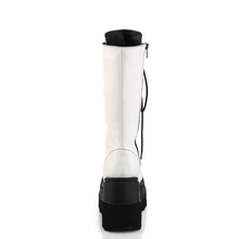 Load image into Gallery viewer, 4.5" (114mm) Wedge Platform Lace-Up Front Mid-Calf Boots with Inner Side Zip Closure