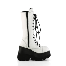 Load image into Gallery viewer, 4.5" (114mm) Wedge Platform Lace-Up Front Mid-Calf Boots with Inner Side Zip Closure