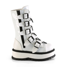Load image into Gallery viewer, 2" (51mm) Platform Lace-Up Front Mid-Calf Boots with 5 Buckle Straps & Triangle Ring Hardware