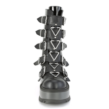 Load image into Gallery viewer, 2" (51mm) Platform Lace-Up Front Mid-Calf Boots with 5 Buckle Straps & Triangle Ring Hardware