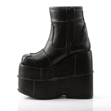Load image into Gallery viewer, 7" (17.8cm) Platform Ankle Boots with Patching Details & Side Zip Closure