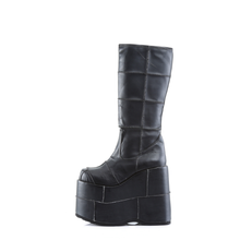 Load image into Gallery viewer, 7" (17.8cm) Platform Goth Cyber Gogo Punk Patched Knee High Boots with Inner Side Zip Closure