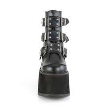 Load image into Gallery viewer, 5 1/2" (140mm) Wedge Platform Ankle Boots with Triple Buckle Straps & Back Metal Zip Closure