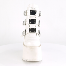 Load image into Gallery viewer, 5 1/2" (140mm) Wedge Platform Ankle Boots with Triple Buckle Straps & Back Metal Zip Closure