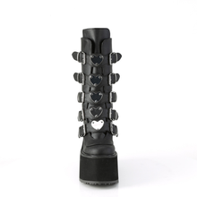 Load image into Gallery viewer, Platform Mid-Calf Boots with Heart Metal Plate Buckle Straps and Back Zip Closure