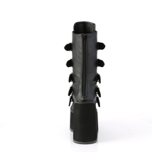 Load image into Gallery viewer, Platform Mid-Calf Boots with Heart Metal Plate Buckle Straps and Back Zip Closure