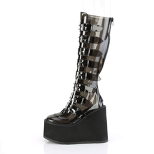 Load image into Gallery viewer, Platform Knee High Boots with 8 Buckle Straps & Metal Plate Details