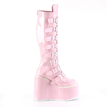 Load image into Gallery viewer, Knee High Boots with 8 Buckle Straps and Metal Plate Details