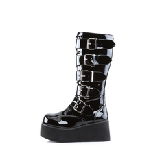 Load image into Gallery viewer, Platform Lace-Up Knee High Boots with Buckle Straps and Full Inner Metal Zip Closure
