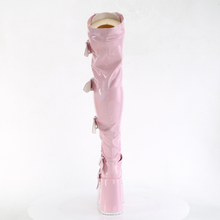 Load image into Gallery viewer, Chunky Heel Lace-Up Stretch Thigh-High Boots with Buckle Straps and Inner Side Metal Zip