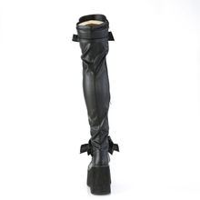 Load image into Gallery viewer, 4 1/2” Wedge Platform D-Ring Lace-Up Thigh-High Boots with Adjustable Straps & Removable Oversized Bows