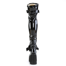 Load image into Gallery viewer, 4 1/2” Wedge Platform D-Ring Lace-Up Thigh-High Boots with Adjustable Straps & Removable Oversized Bows