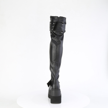 Load image into Gallery viewer, Open-Front Lace-Up Stretch Thigh-High Boots with Hook-and-Loop Straps & Inner Zip