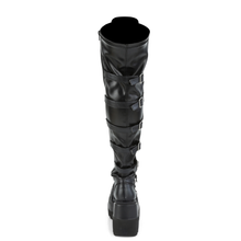 Load image into Gallery viewer, Over-The-Knee Boots with Front Buckle Straps, Back Stretch Lace Panel & Side Zip