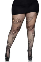 Load image into Gallery viewer, Calavera Plus Lace Skull Fishnet Tights