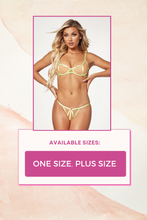 Load image into Gallery viewer, Two Piece Elastic Bra and Open Cheek Panty Set – Bold & Seductive Lingerie