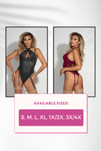 Load image into Gallery viewer, Lace & Mesh Teddy Lingerie – Underwire Bodysuit with Adjustable Halter Neck, High Cut Leg & Attached Garters
