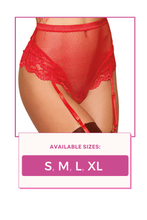 Load image into Gallery viewer, High waisted mesh and lace garter thong