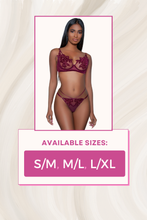 Load image into Gallery viewer, Two Piece Floral Bra Set, Non-Padded Underwire Bra with Strappy Thong