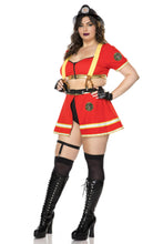 Load image into Gallery viewer, Hot Firefighter Costume – 7-Piece Women’s Sexy Firefighter Outfit with Crop Top, Skirt, Suspenders, Gloves, Hat & Accessories