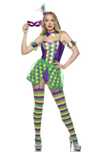 Load image into Gallery viewer, Mardi Gras Babe Costume – 5-Piece Carnival-Inspired Party Outfit