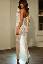 Load image into Gallery viewer, Ombre Floral Plunge Dress, Floral Plunge Bodystocking Dress with Keyhole Ring & Open Back