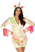 Load image into Gallery viewer, Enchanted Unicorn Costume, Zipper Front Velvet Tie Dye Dress