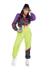 Load image into Gallery viewer, Two Pieces Rad 80's Tracksuit Costume Set, Zip-up Tracksuit with Headband