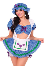 Load image into Gallery viewer, Three Piece Blueberry Babe Costume Set, Polka-Dot Crop Top with Skirt